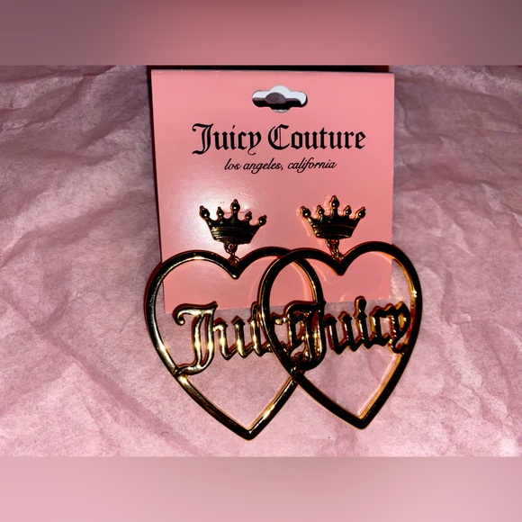 Juicy Couture Accessories - Juicy Couture 👑✨ crown dangle heart earrings ✨🩷👑